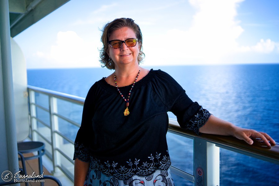 Laura on the Disney Fantasy verandah