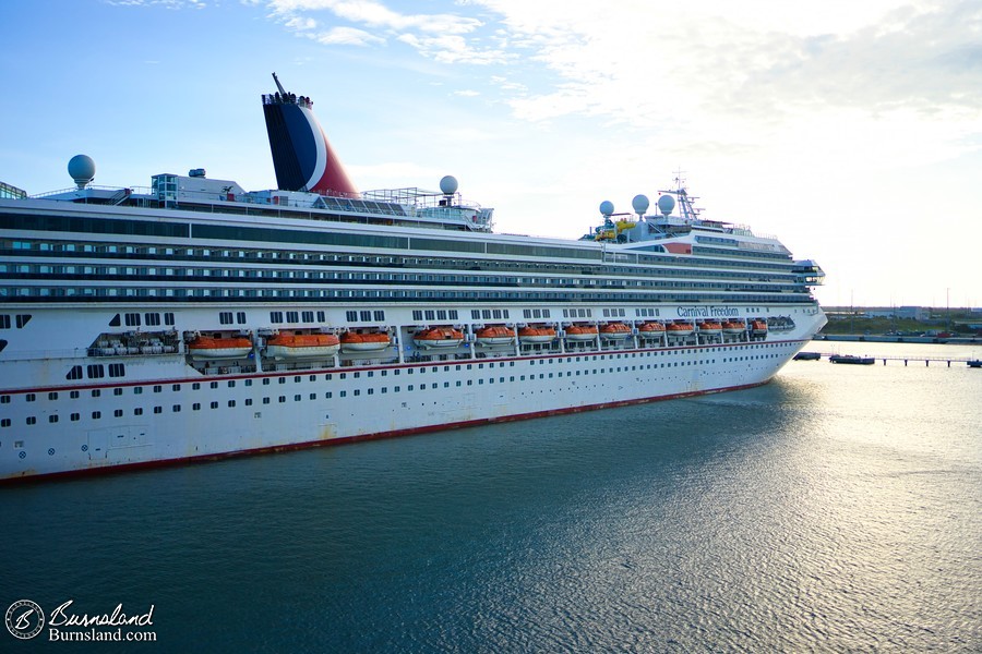 The Carnival Freedom as seen from the Disney Fantasy in Port Canaveral at the end of our Disney Cruise