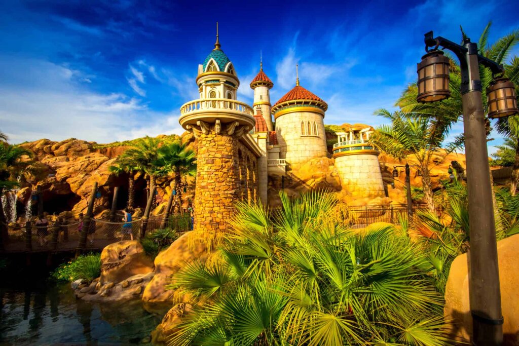 A Seaside Castle in Fantasyland, at the Little Mermaid attraction in the Magic Kingdom at Walt Disney World