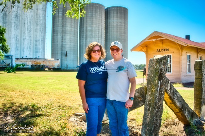 Laura and Steve at the Alden Railroad Depot in Kansas