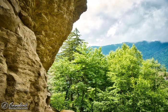 Rocks and trees and clouds