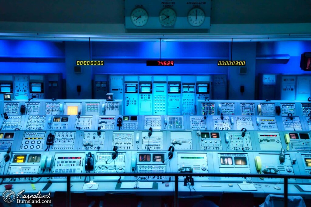 The Launch Control consoles from the Apollo era help to tell the story of the launch of a Saturn V/Apollo mission in the recreation of the Launch Control Center at Kennedy Space Center in Florida.