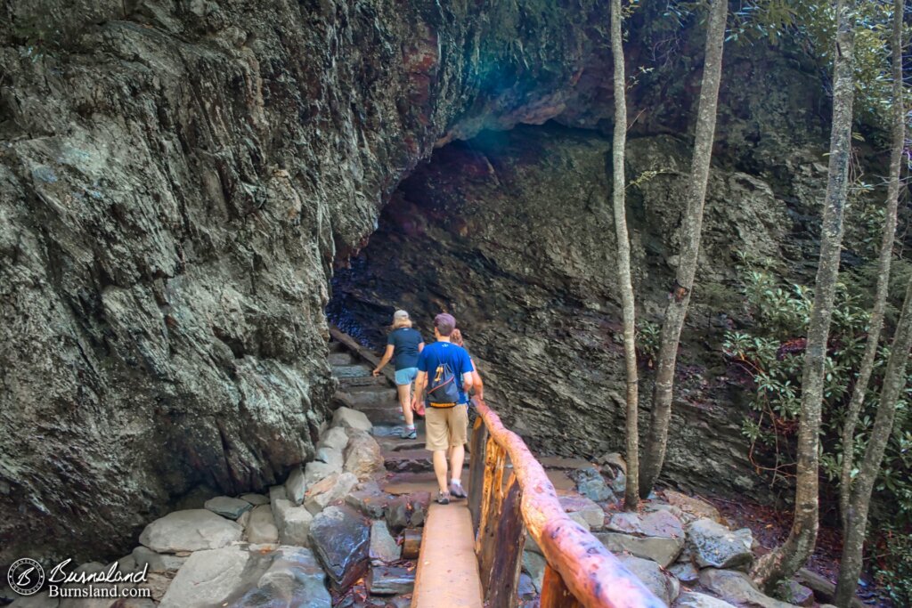 Going up into Arch Rock in the Great Smoky Mountains