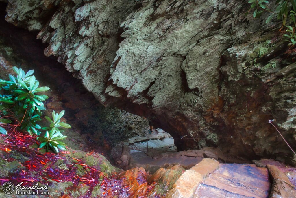 Looking down through Arch Rock in the Great Smoky Mountains