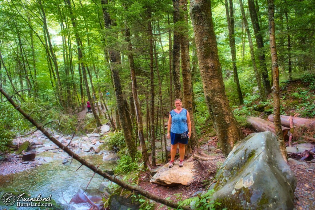 Laura by a stream in the Great Smoky Mountains