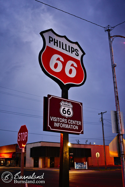 Phillips 66 sign at the Route 66 Visitor Center in Baxter Springs, Kansas