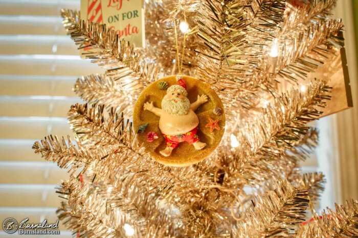 Santa ornament on our beach Christmas tree