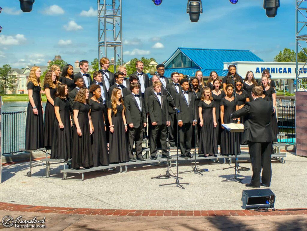 The Harding Academy Acappella Chorus at Disney Springs in Walt Disney World