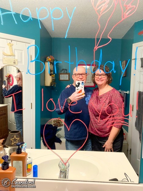 The two of us and a birthday mirror message