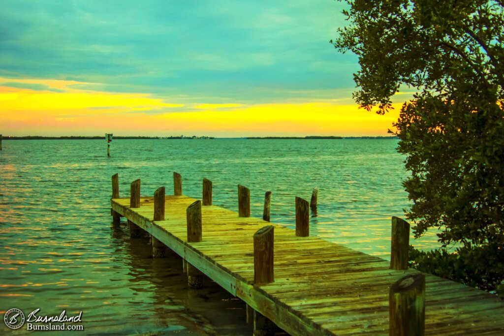 Boat Dock at Sunset at Cocoa Beach, Florida