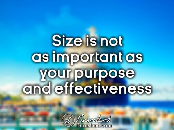 Size is not as important as your purpose and effectiveness