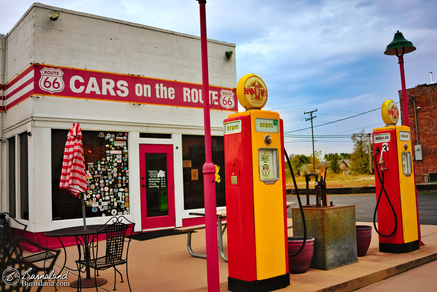 Gas pumps at Cars on the Route in Galena, Kansas