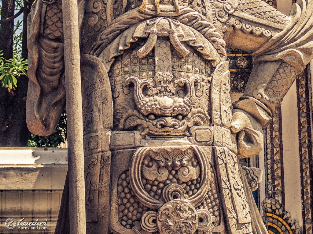 Chinese Stone Guardian at Wat Pho-detail