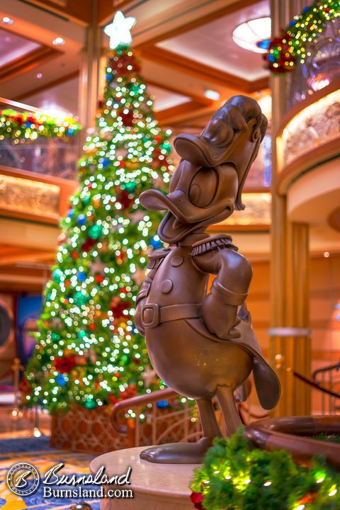 Admiral Donald Duck and the Christmas Tree on the Disney Dream cruise ship