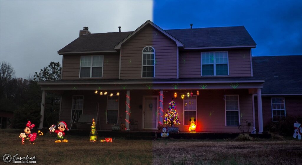 Christmas outside lights - before and after