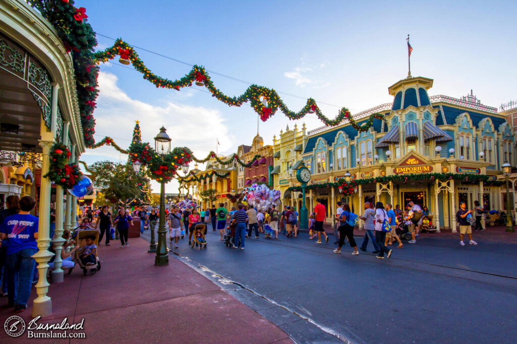 Christmas on Main Street USA in the Magic Kingdom at Walt Disney World