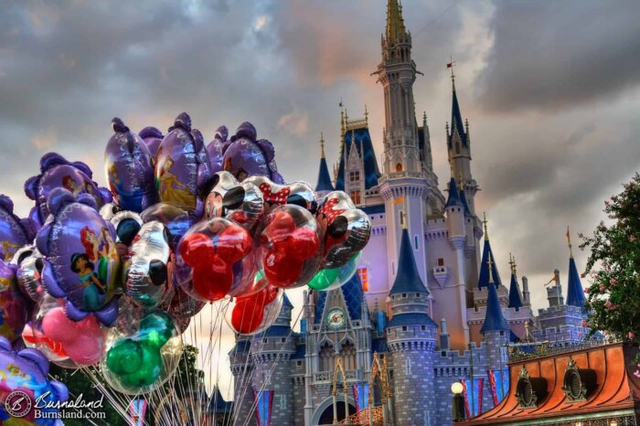 Cinderella Castle and Balloons in the Magic Kingdom at Walt Disney World