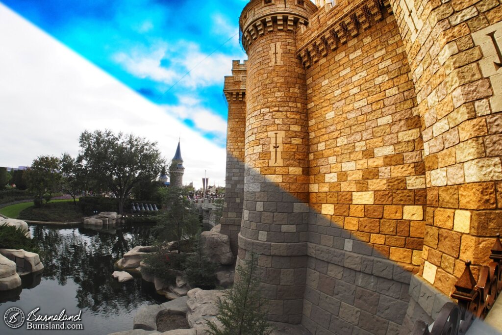 Cinderella Castle Walls at Walt Disney World - before and after