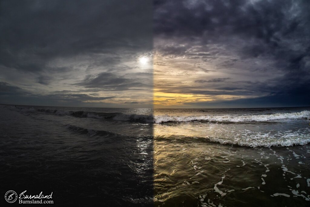 Clouds at Cocoa Beach - before and after