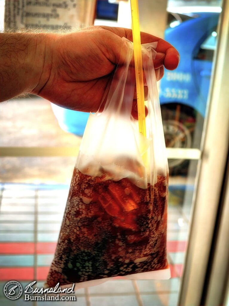 coca-cola in a bag in bangkok, thailand