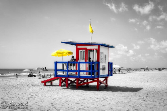 The bright colors of the lifeguard hut at Lori Wilson Park in Cocoa Beach, Florida, and don’t give up, even if things get difficult.