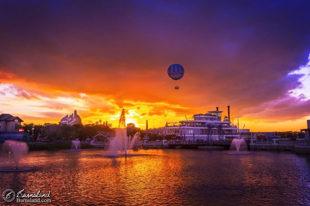 Sunset at Disney Springs in Walt Disney World