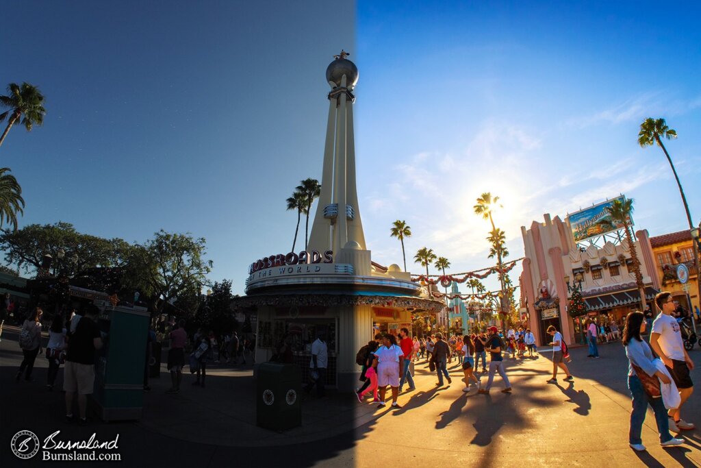 Crossroads of the World at Walt Disney World - before and after