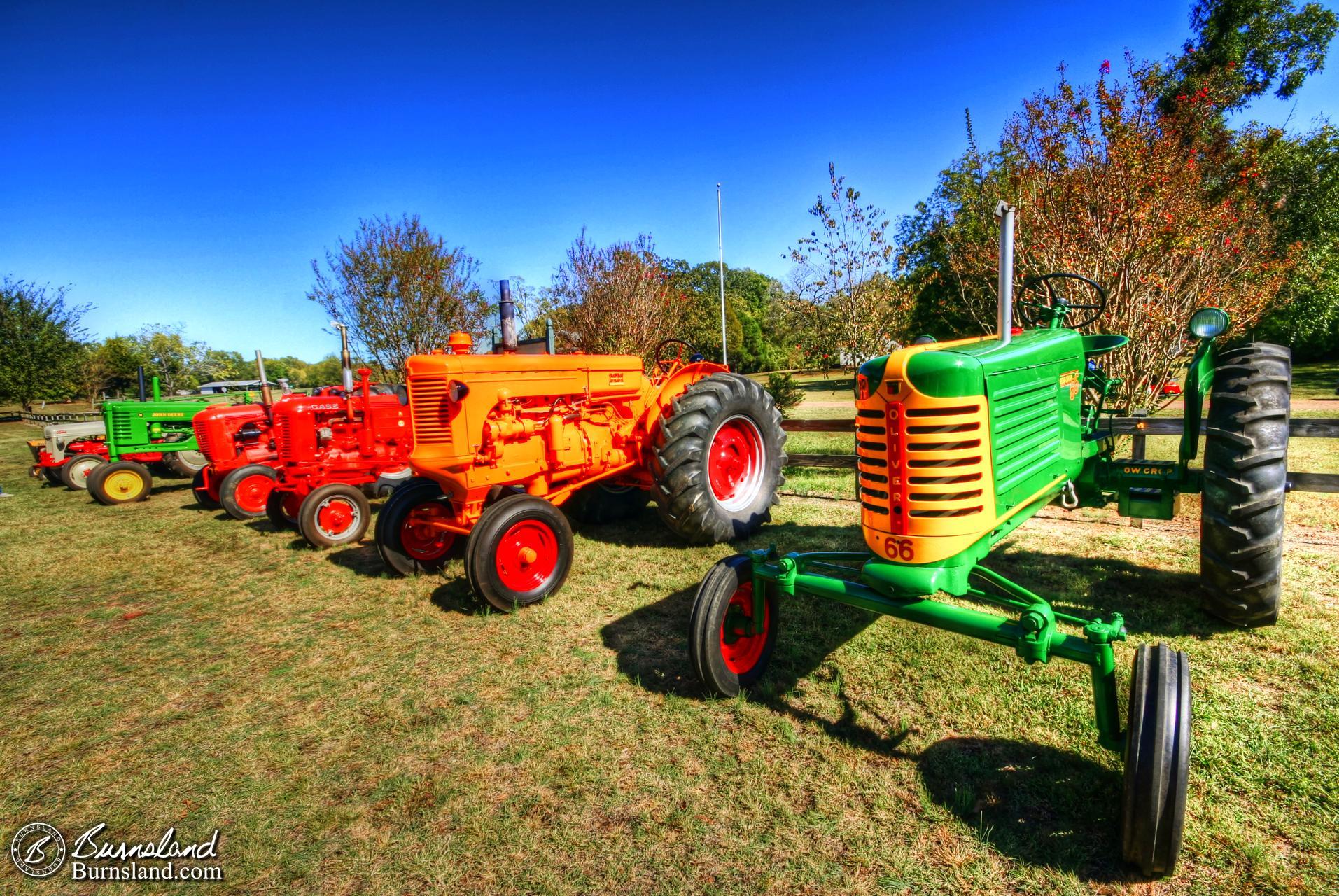 Colorful tractors in Williston, Tennessee