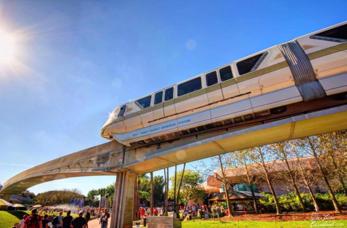 Monorail and sun at Epcot in Walt Disney World