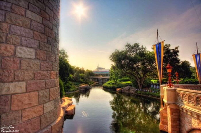 Space Mountain in the distance in the Magic Kingdom at Walt Disney World