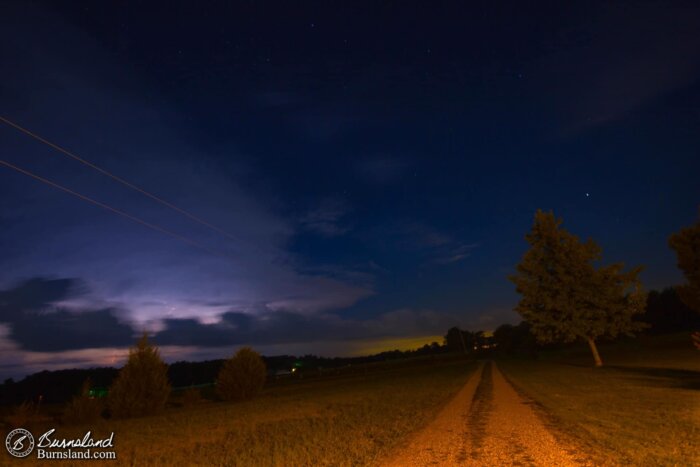 A storm in the sky at night