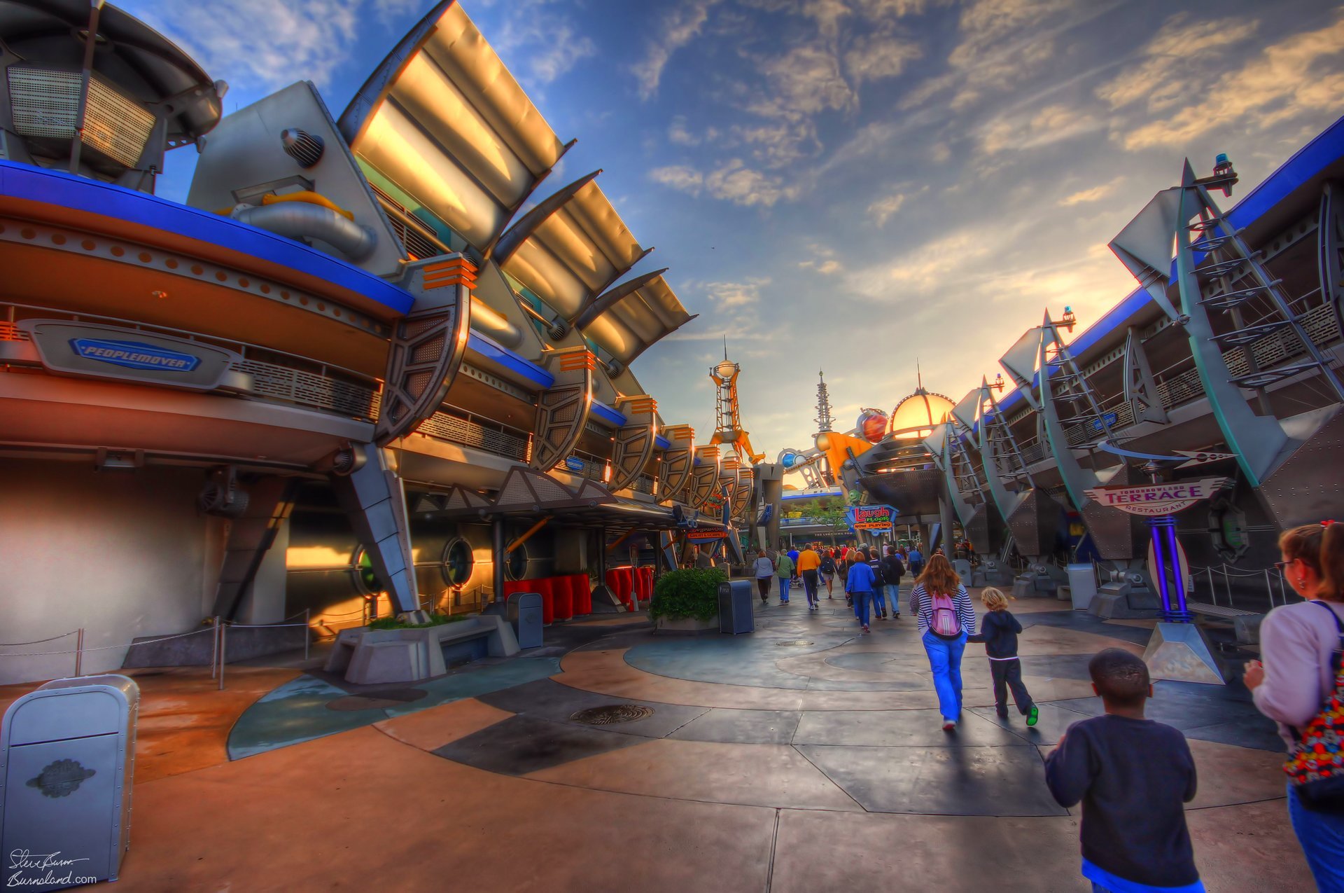 Tomorrowland in the morning in the Magic Kingdom at Walt Disney World