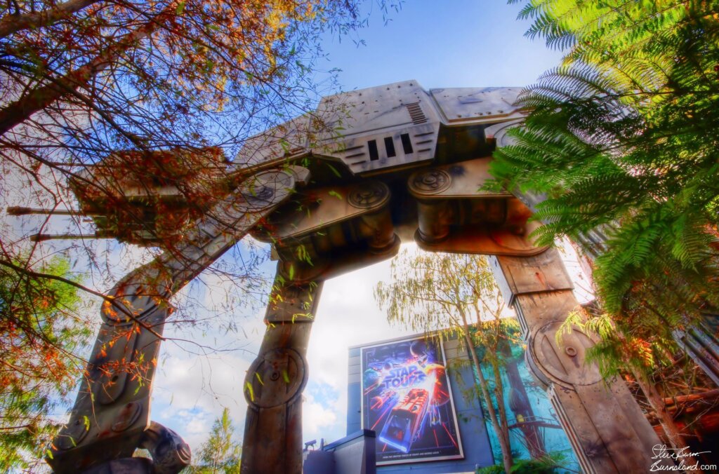 Under the AT-AT at Star Tours in Disney’s Hollywood Studios at Walt Disney World