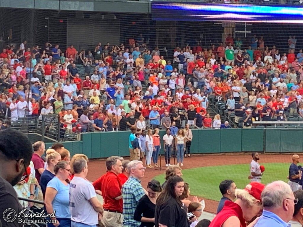 A group from Harding Academy sings the National Anthem at a Memphis Redbirds baseball game.