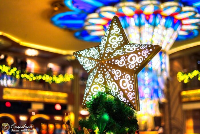 The star atop the Christmas Tree on the Disney Dream features abstract Mickey Mouse shapes, as seen during our Disney Cruise last year.