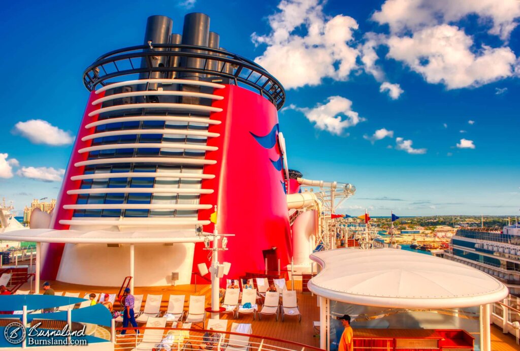 The golden afternoon sun shines on the Disney Cruise Line’s Disney Dream, as it is docked at the Port of Nassau, Bahamas