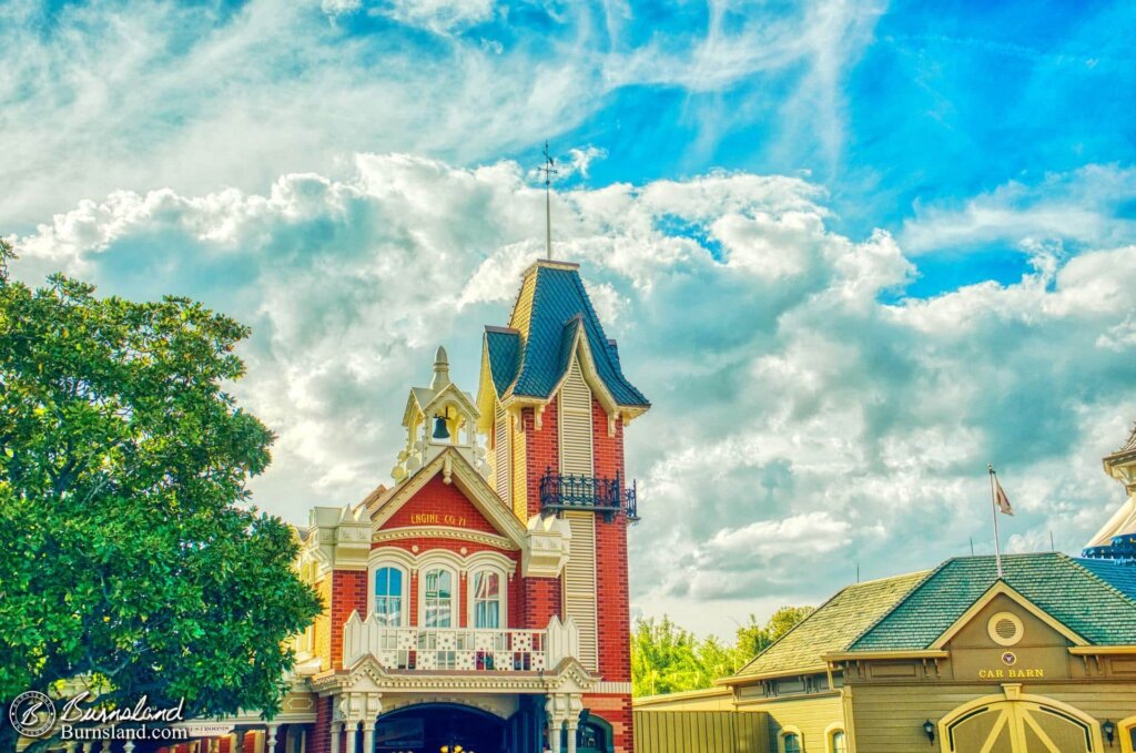 The Fire Station of Engine Company 71 stands next to the Car Barn on the east side of Town Square in Main Street USA  at Walt Disney World’s Magic Kingdom