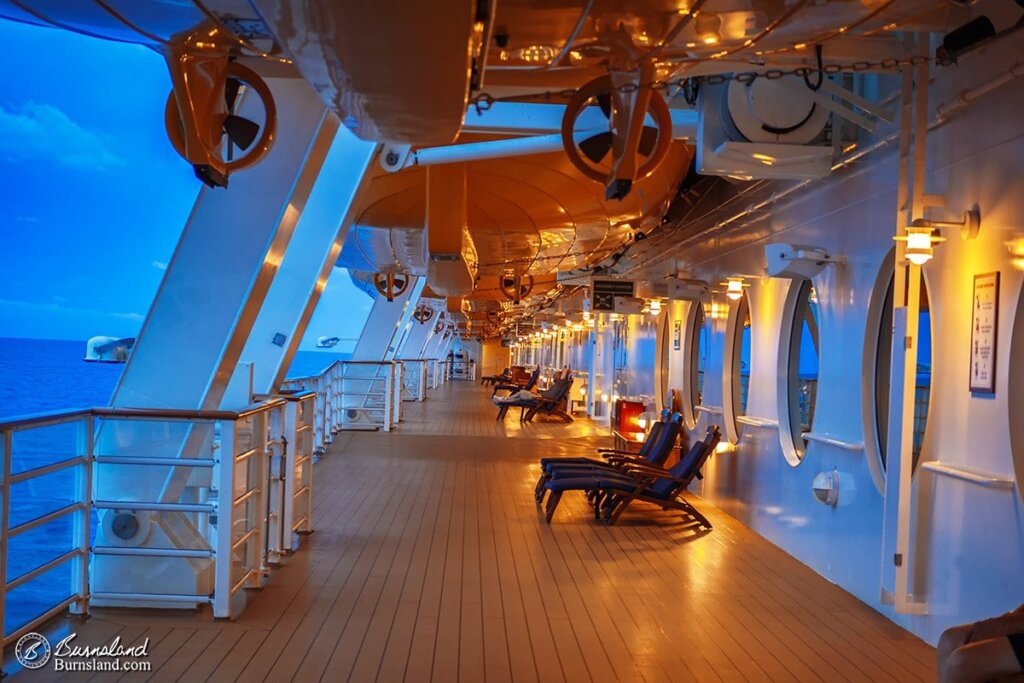 The Deck 4 Promenade on the Disney Cruise Line’s Disney Dream is a great place to relax, no matter the time of day. Read all about it at Burnsland!