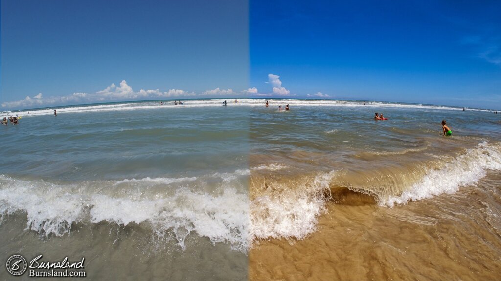 Waves at Cocoa Beach before and after