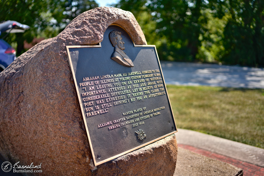 Historical marker for the location of Abraham Lincoln’s speech in Tolono, Illinois