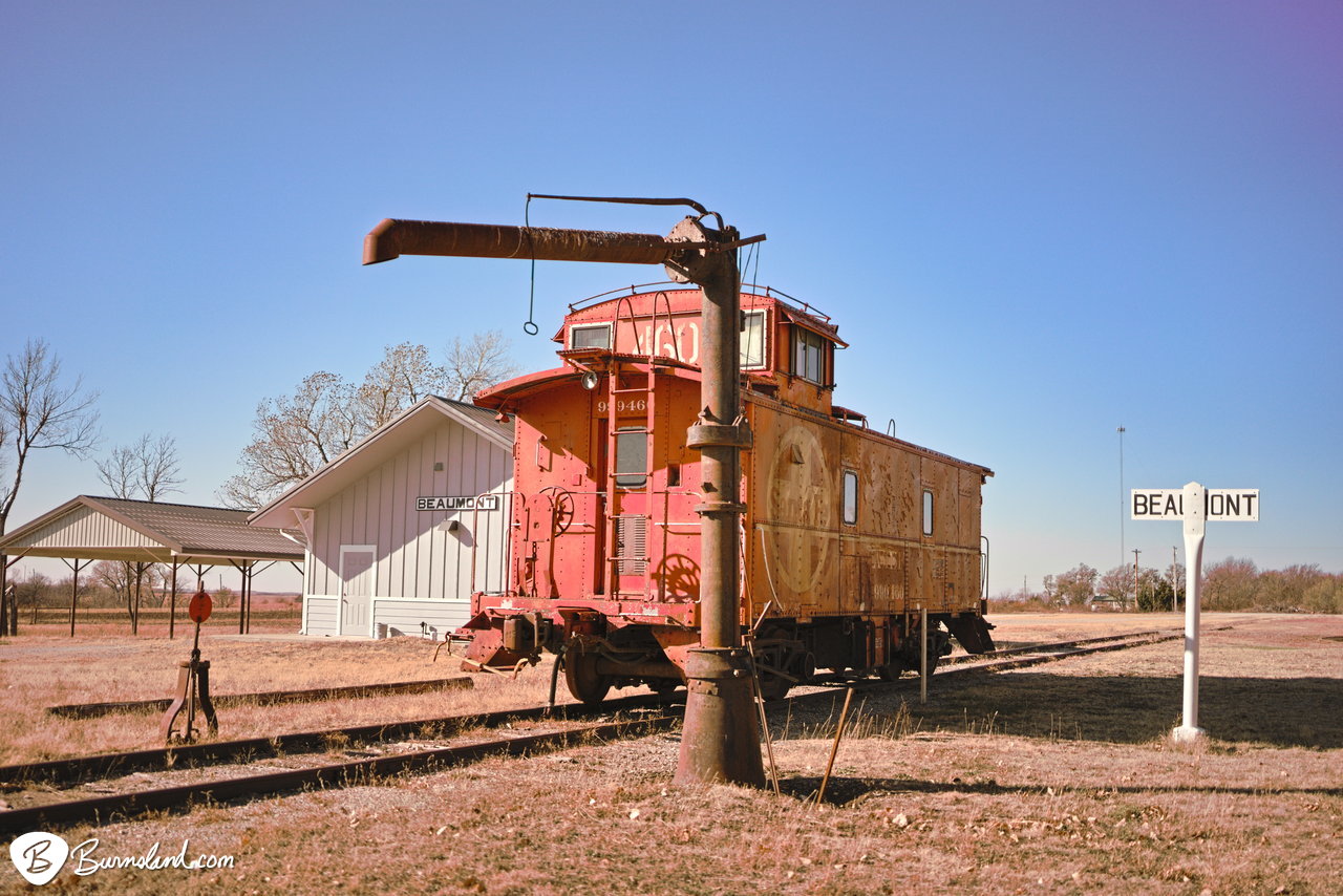 Santa Fe caboose in Beaumont, Kansas