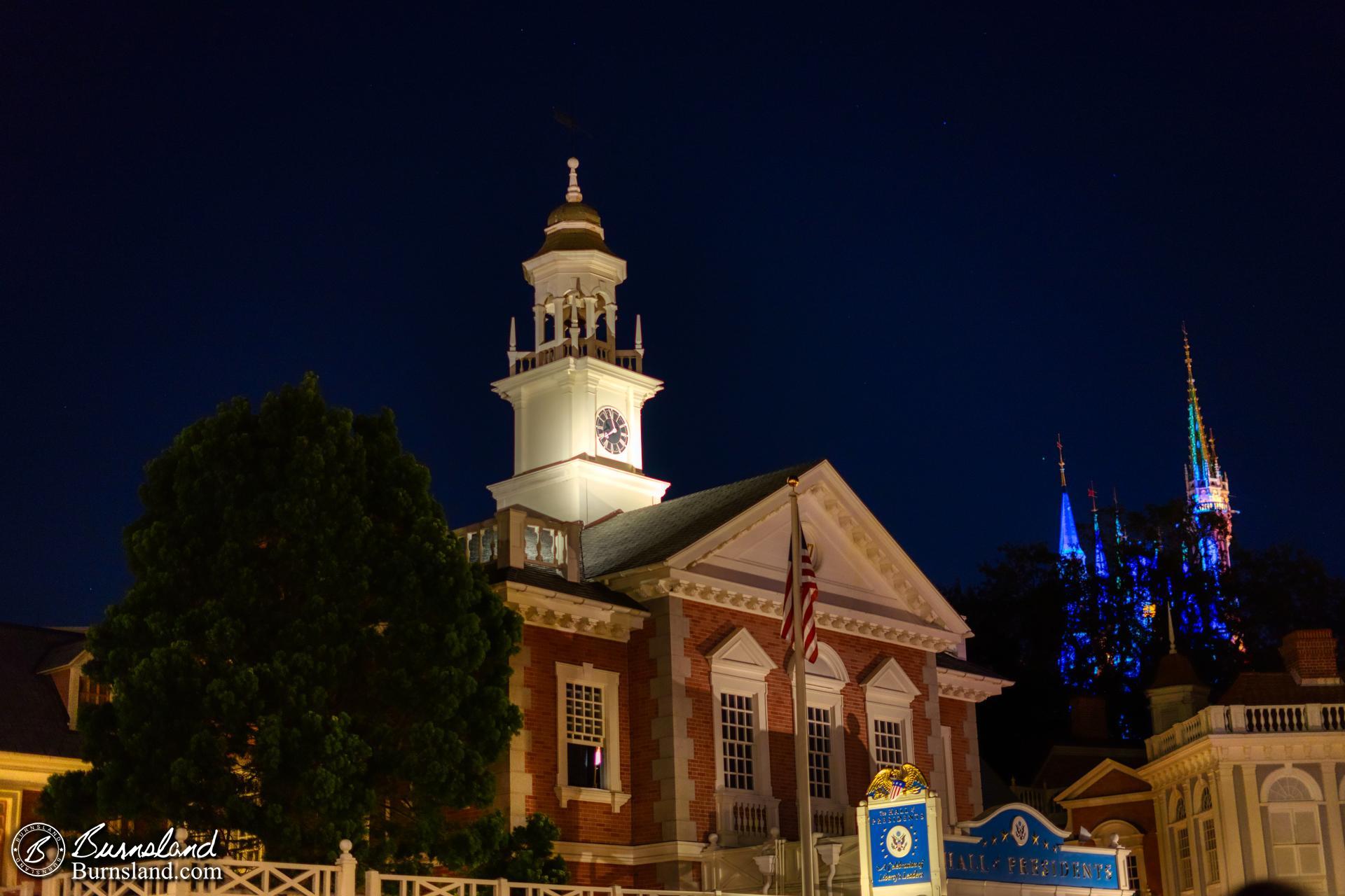 Hall of Presidents in Walt Disney World at Night