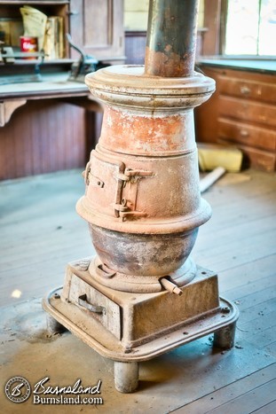 Potbelly stove in the Alden Railroad Depot in Kansas