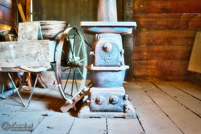 Potbelly stove in the Alden Railroad Depot in Kansas