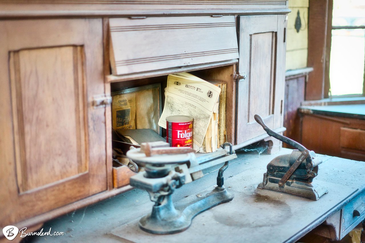 Desk in the Alden Railroad Depot in Kansas