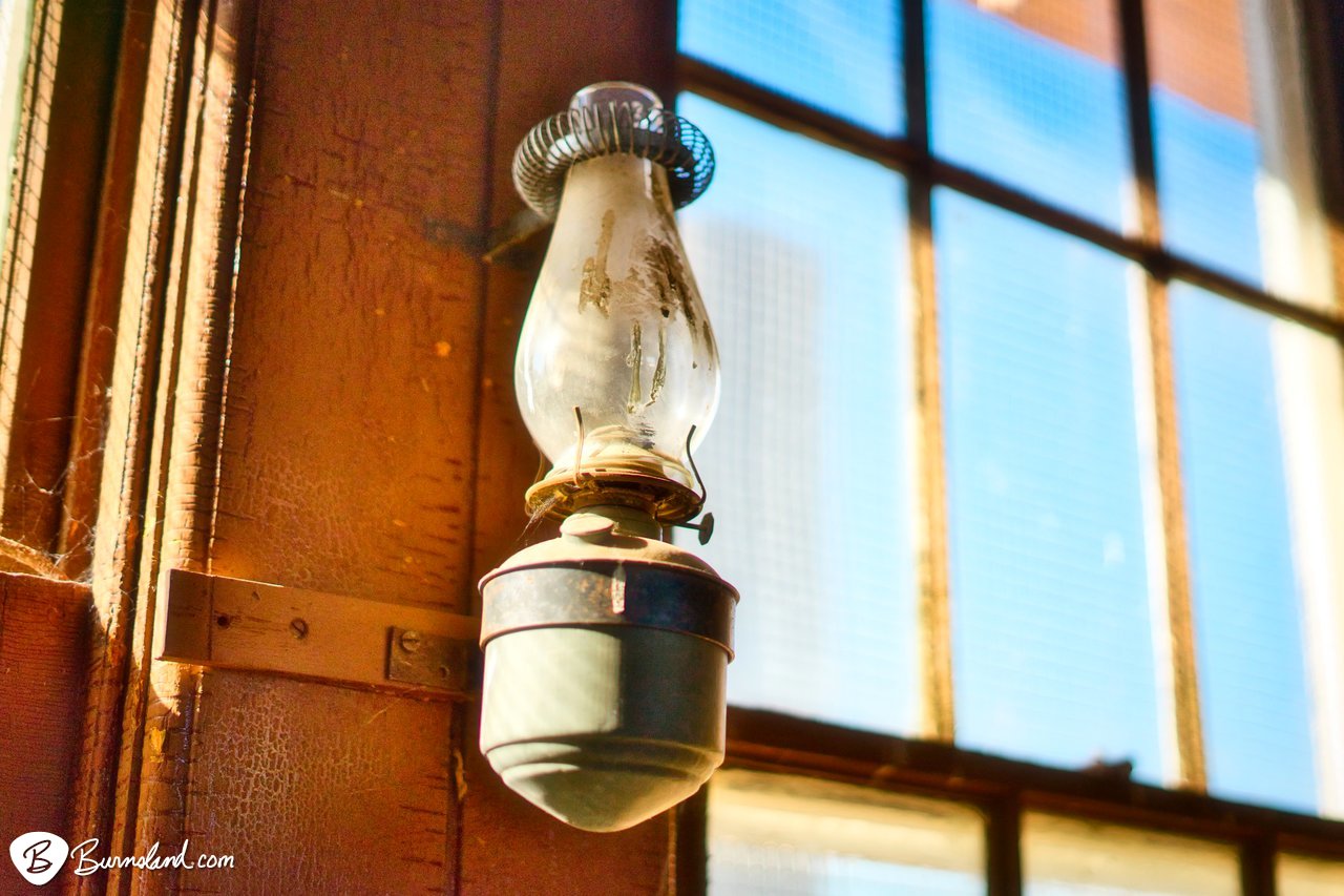 Oil lantern in the Alden Railroad Depot in Kansas