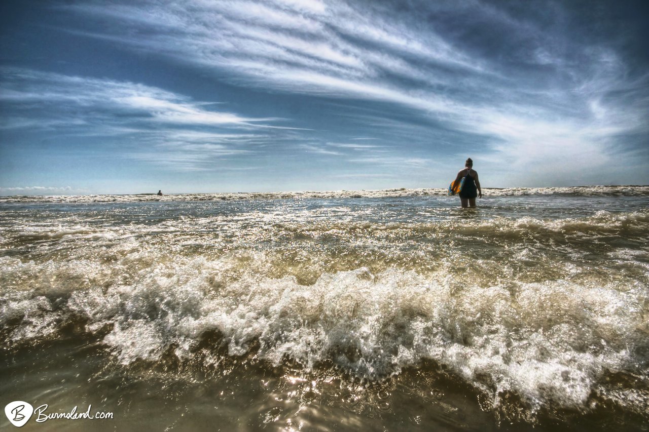 Into the waves at Cocoa Beach, Florida