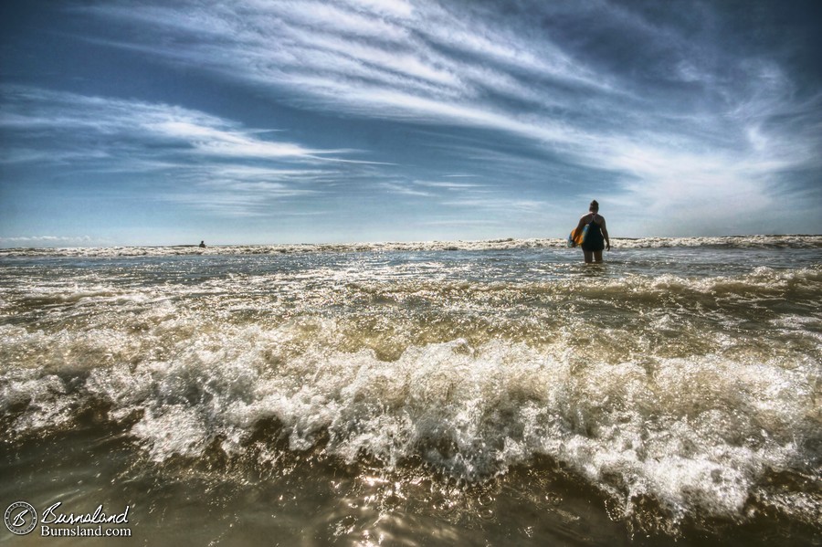 Into the waves at Cocoa Beach, Florida