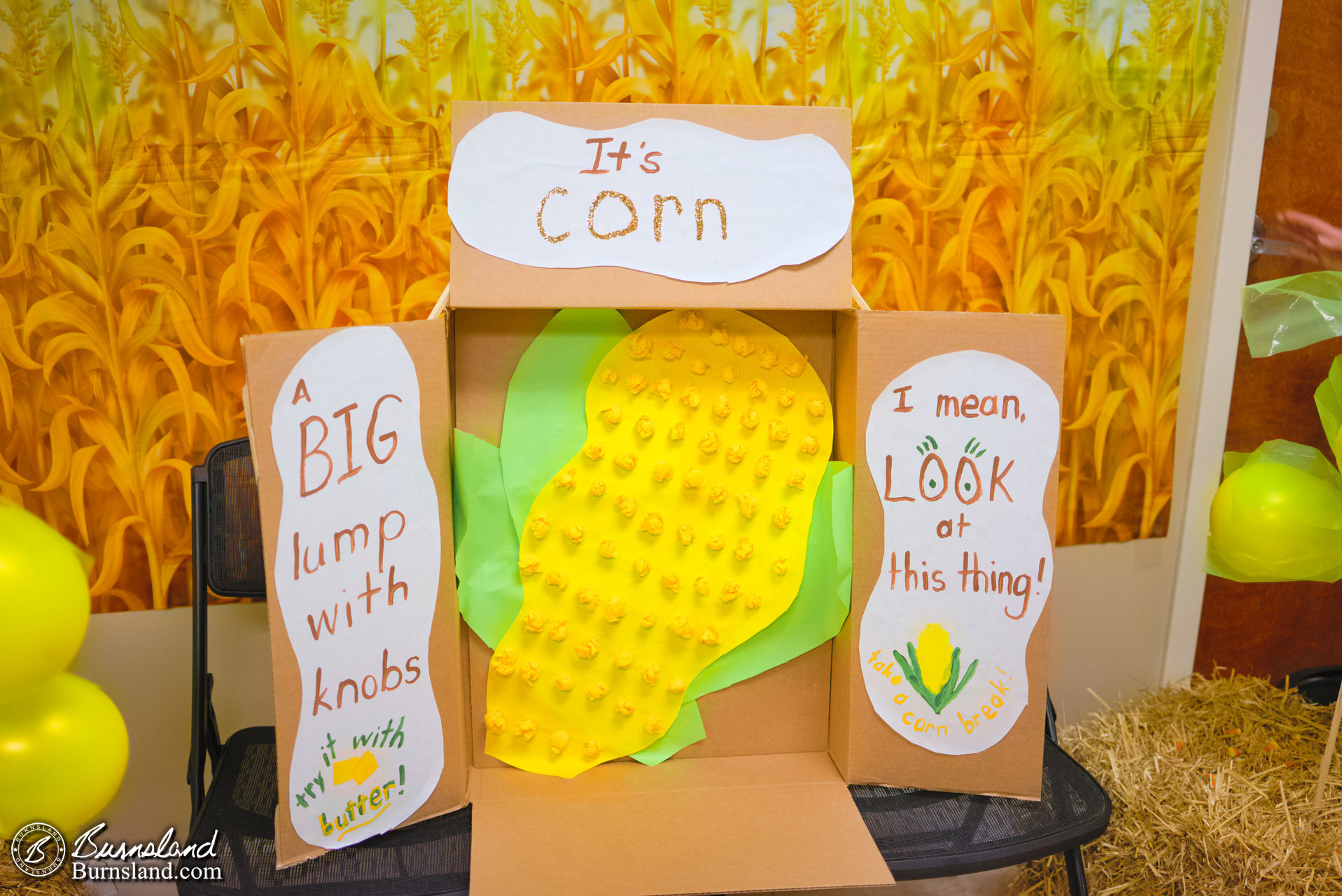 An indoor Trunk or Treat display based on the popular “It’s Corn” song