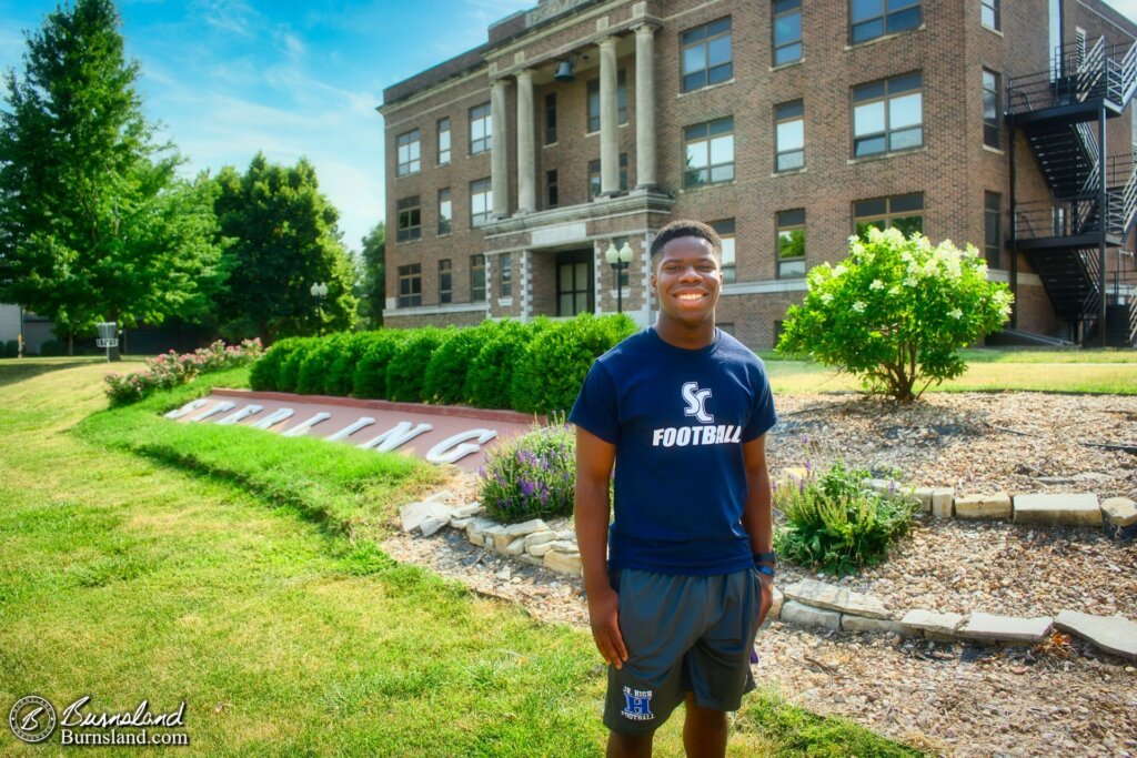 Jaylin in front of Sterling College